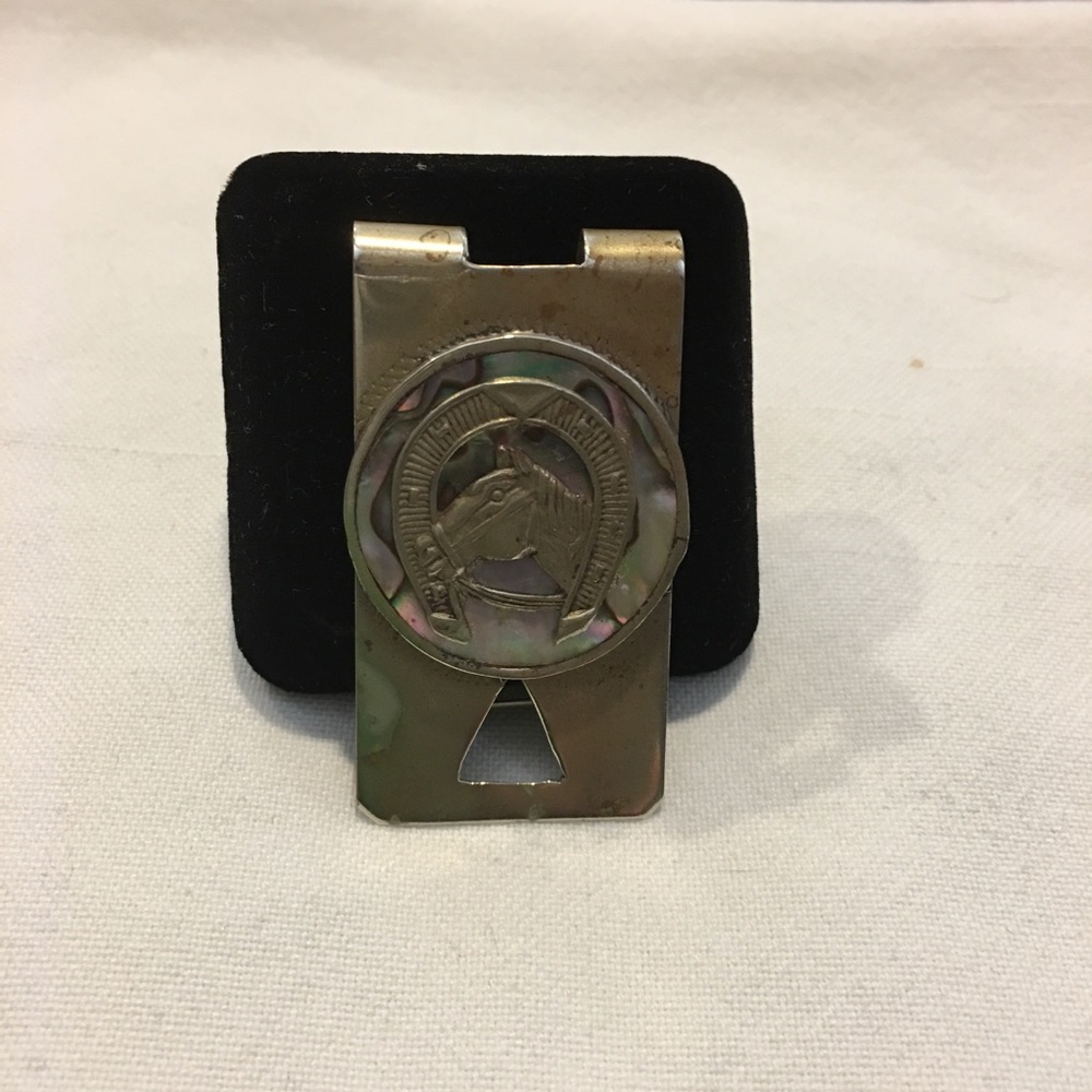 Vintage Mexican silver horse head money clip